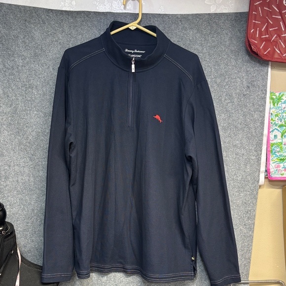Tommy Bahama ‘Em Fielder Island Zone Upf 30 Blue Quarter-Zip Long Sleeve Shirt L